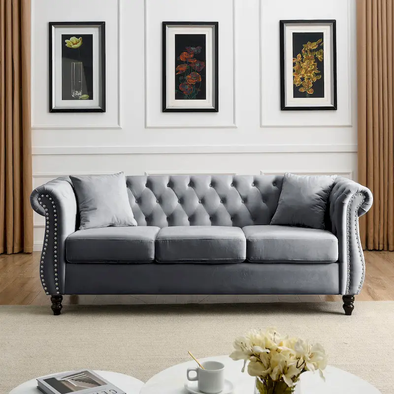 Chesterfield Sofa Grey Living Room