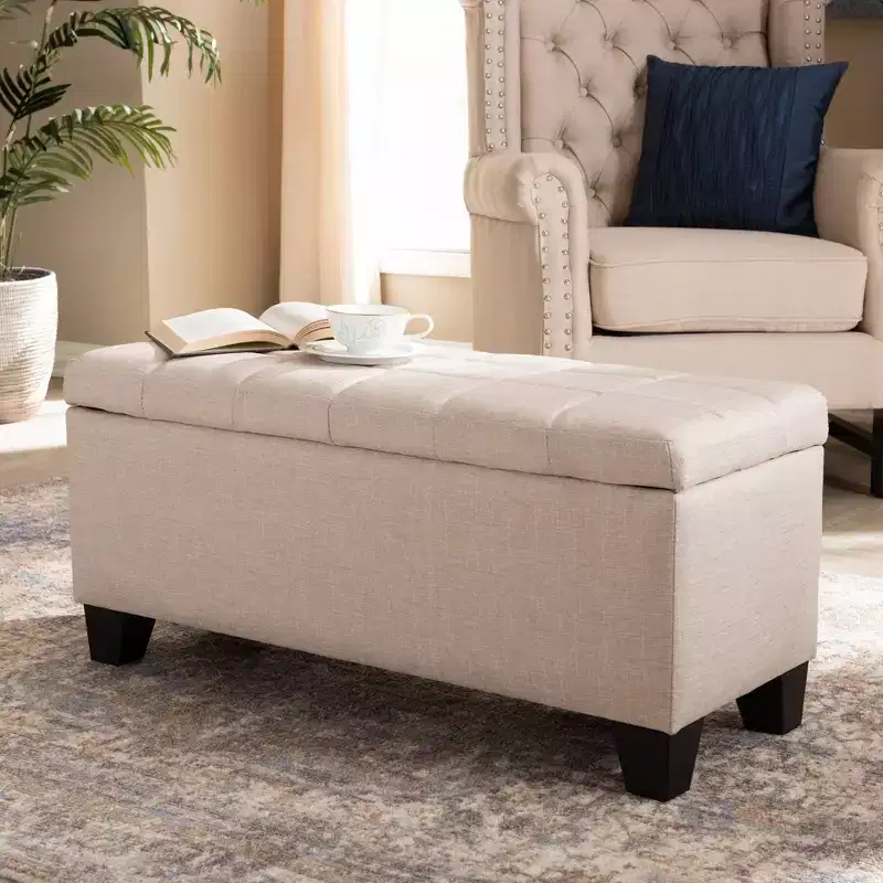 Storage Ottoman with Lift-Top and Tufted Seat
