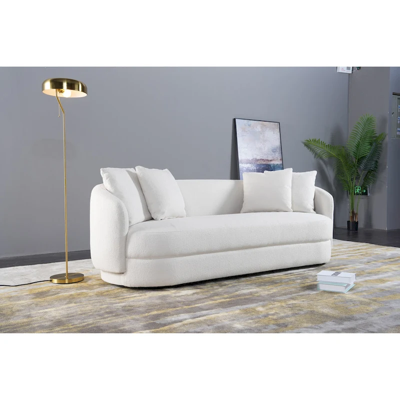 Haas Japandi Style Luxury Modern Boucle Fabric Curved Sofa