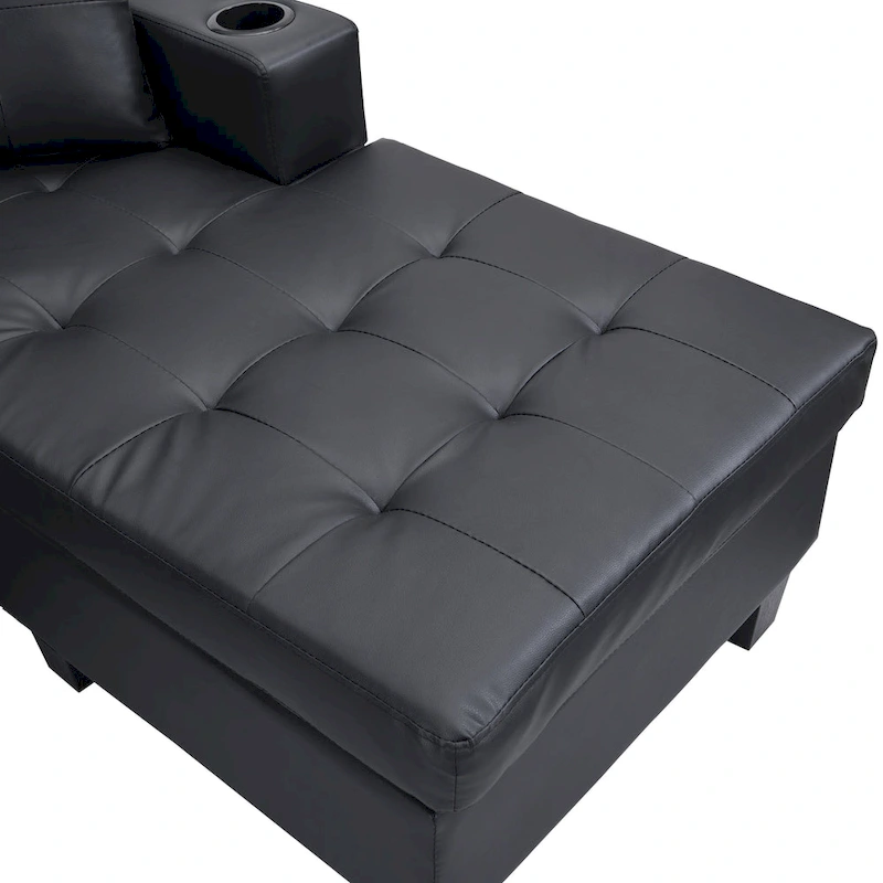 Modern 4-Seat L-Shaped Sectional Sofa with Lounge Chaise