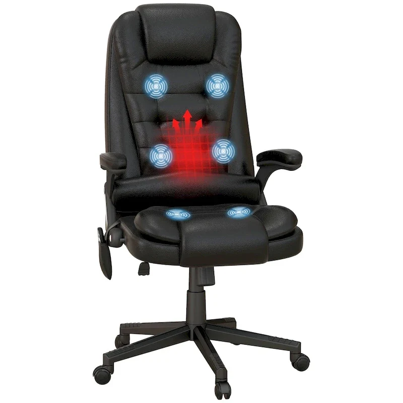 HOMCOM High Back Vibration Massage Office Chair with 6 Vibration Points, Beige