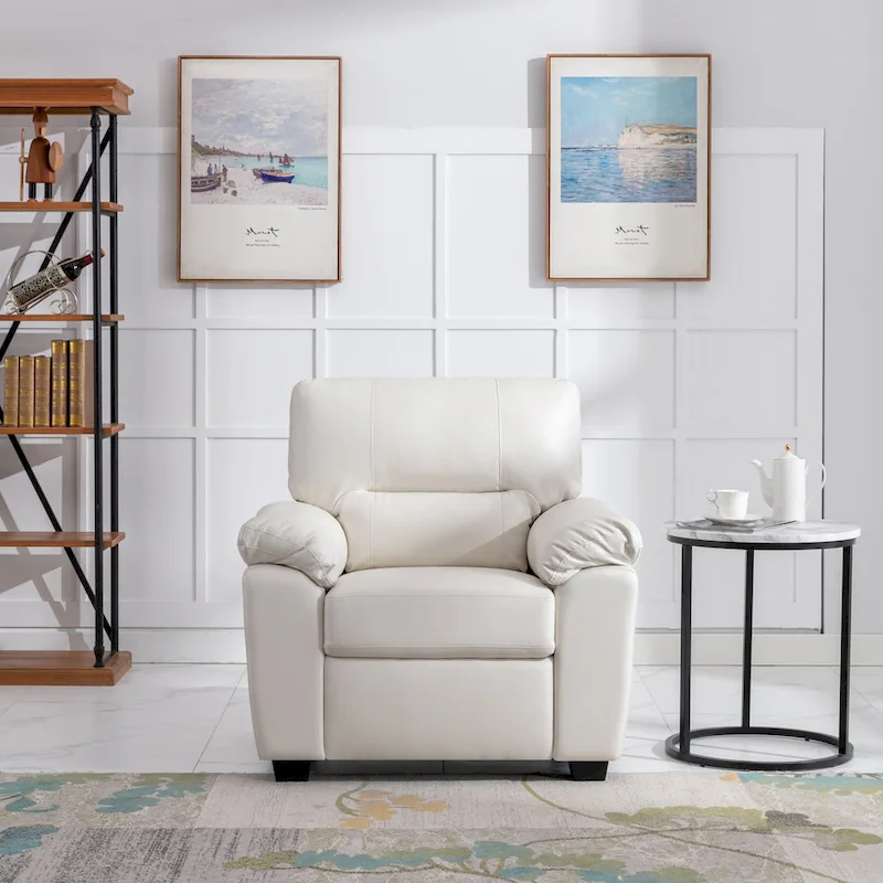Morden Fort Faux Leather Upholstered Accent Chairs for Living Room