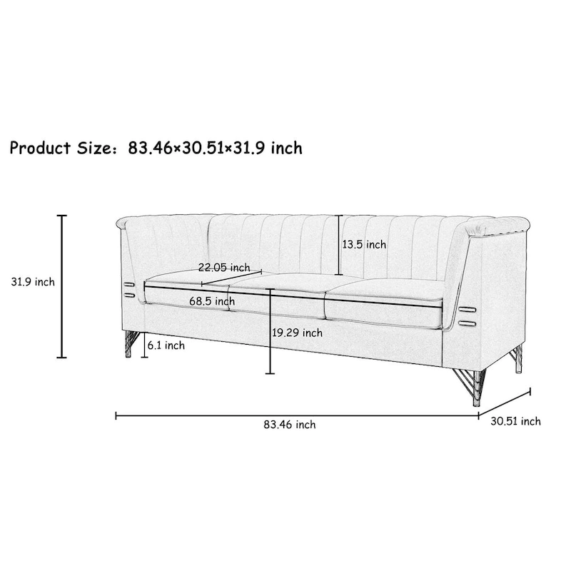 82.67 W Velvet Sofa