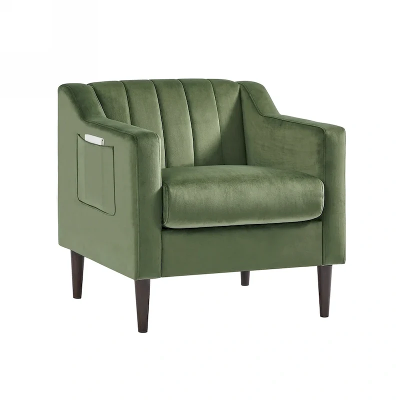 Modern Upholstered Tufted Accent Chair with Metal Legs