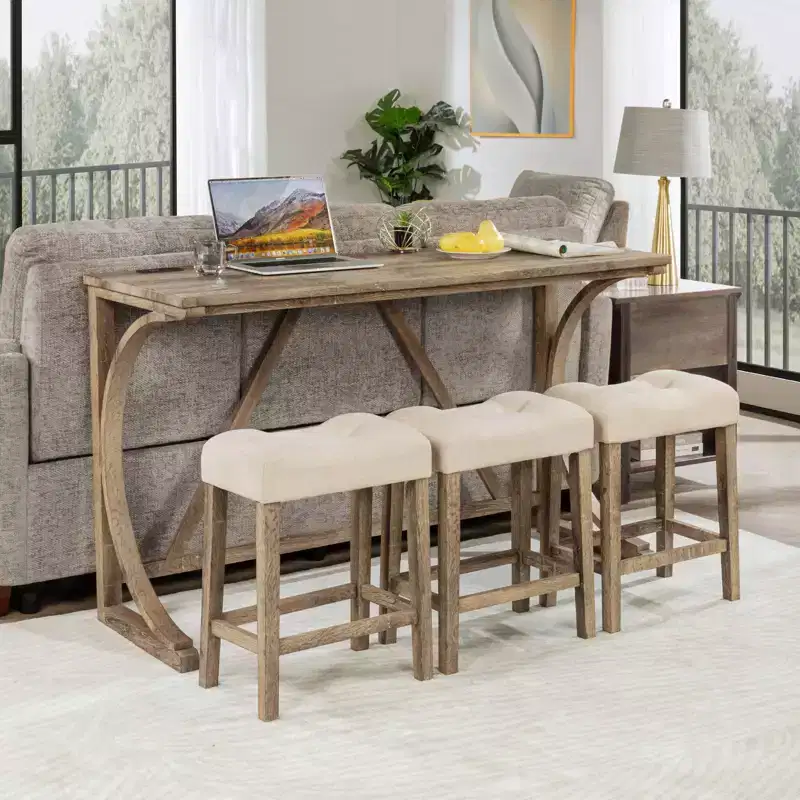 GDFStudio Kittson 4-Piece Bar Table Set with Power Outlet