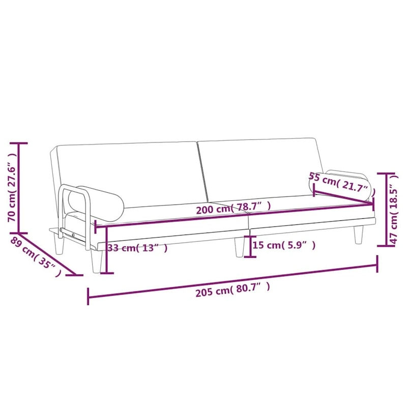 vidaXL Sleeper Sofa with Armrests Sofa Couch Recliner Chair Loveseat Fabric - 80.7 x 35 x 27.6