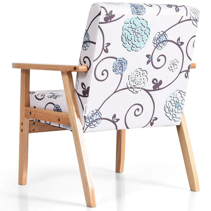 Gymax 2PCS Accent Armchair Upholstered Chair Home Office w/ Wooden - 25 x 26.5 x 32