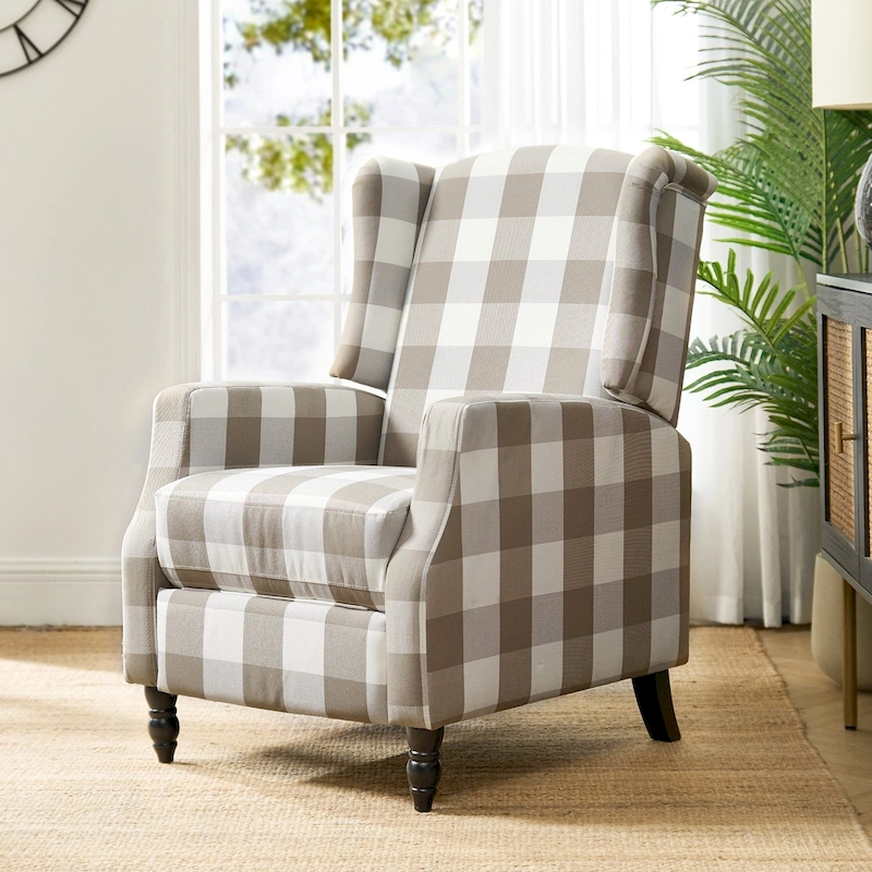 Damaris Mid-Century Modern Manual Pushback Recliner with Wingback Design by HULALA HOME