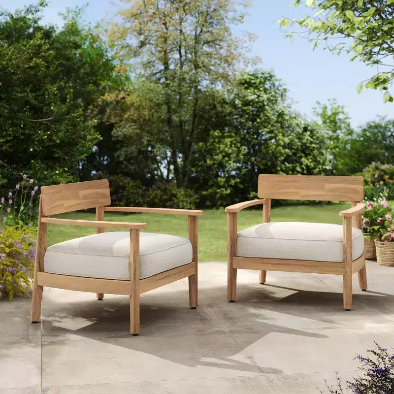 Christopher Knight Home Mallorca Acacia Wood Outdoor Club Chair with Seat Cushion