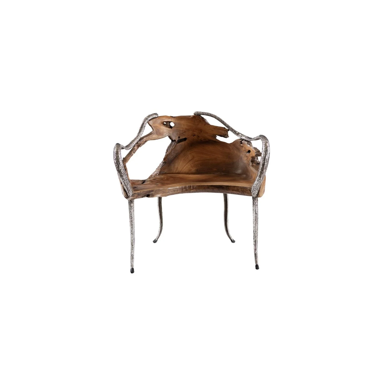 Black Layered Carved Chamcha Wood Natural Top Coffee Table