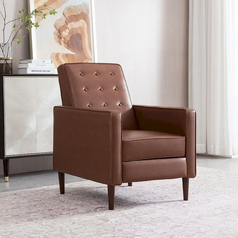 Mid-Century Modern Fabric Recliner Chair with Birch Legs by Christopher Knight Home