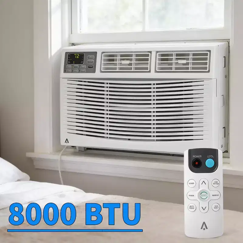 GustoWave Window Air Conditioner, Small AC Window Unit with Remote and Window Kit, White
