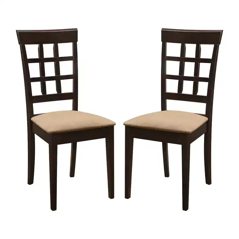 Simple Relax Set of 2 Upholstered Side Chairs in Cappuccino and Tan