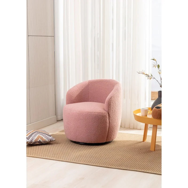 Swivel Accent Armchair Barrel Chair with Black Powder Coating, Blue