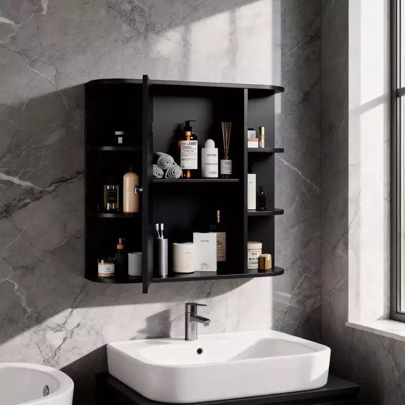 Bathroom Wall Cabinet with Mirror Door and 3 Shelves