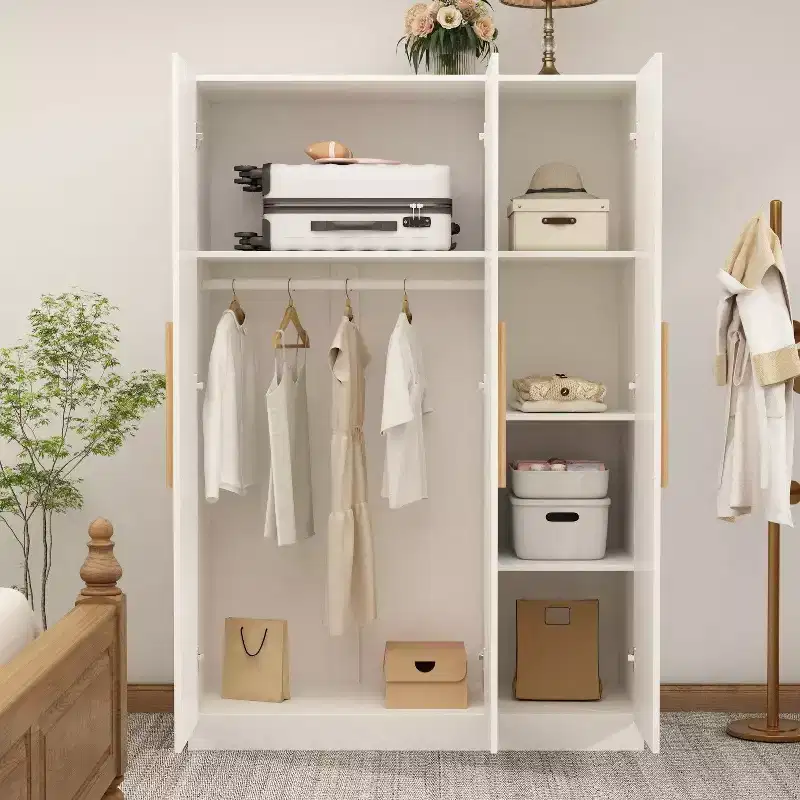 Pure White 3-Door Wardrobe MDF Soft-Close Hanging Rod Multi-Shelf 70