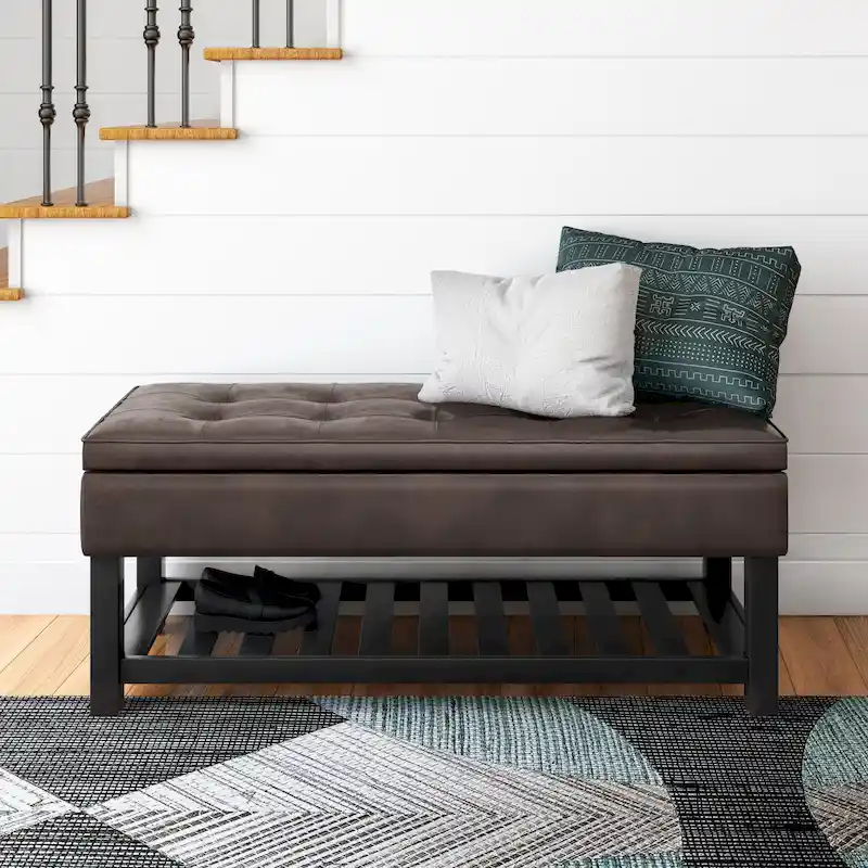 WYNDENHALL Essex 44 inch Wide Transitional Rectangle Ottoman Bench