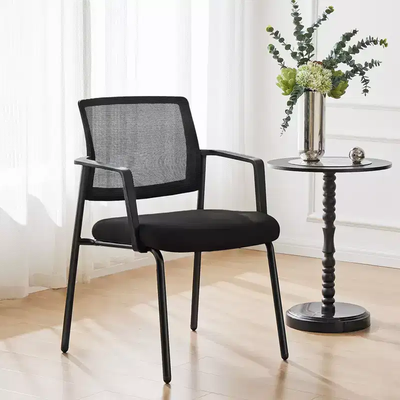 JIONJOY 24.4 in. Wide Mesh Back Stacking Arm Task Chair Set of 2 | Black