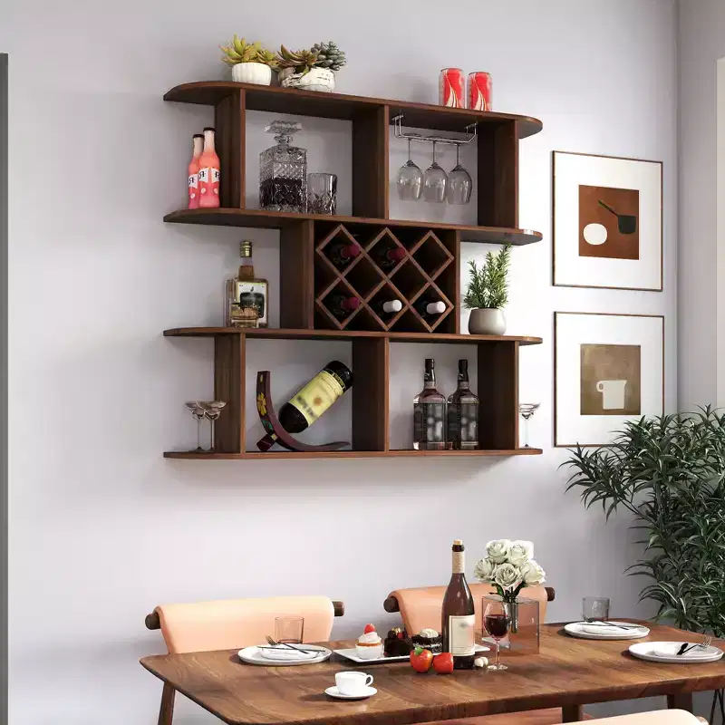 Wall Mounted Wine Rack, 3-Tier Large Capacity Hanging Bar Shelf Wine Glass Holder Wine Bottle Display Shelf for Kitchen Dining Room Decor