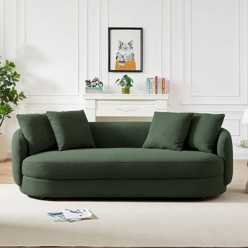 Haas Japandi Style Luxury Modern Boucle Fabric Curved Sofa