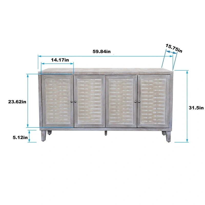 4-Door Wooden Sideboard Buffet Storage Cabinet