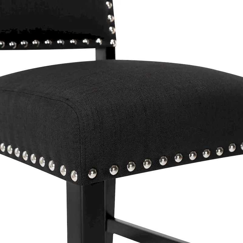 24 Inches Fabric Upholstered Counter Height Bar stools with Back and Silver Nailhead Trim Set of 2