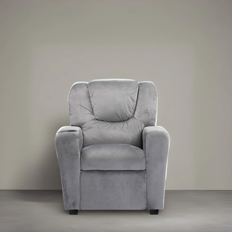 Kids Push Back Recliner Chair with Footrest and Cup Holders