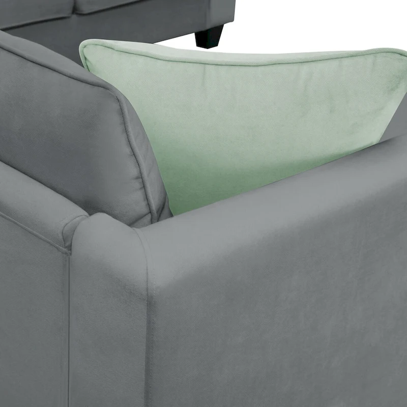 112-inch L-shaped 7-seat Modular Sectional Sofa with Ottoman and Three Pillows - 112W x 87D x 33H