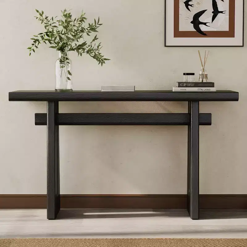 Modern Slim Console Table with Rounded Corners, MDF, 59