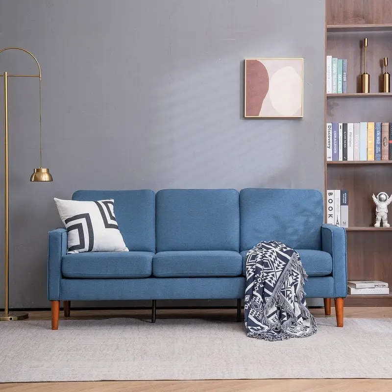 Three Seats Without Chaise Concubine Solid Wood Frame Sofa