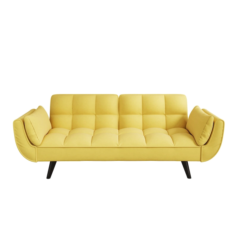 57 Sofa Bed,Polyester Blend Comfy Futon Couch Bed with 2 Square Pillows, Convertible Sleeper Sofa with Adjustable Backrest