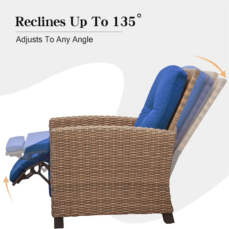 CUSchoice All-Weather Wicker Recliner with Cushion