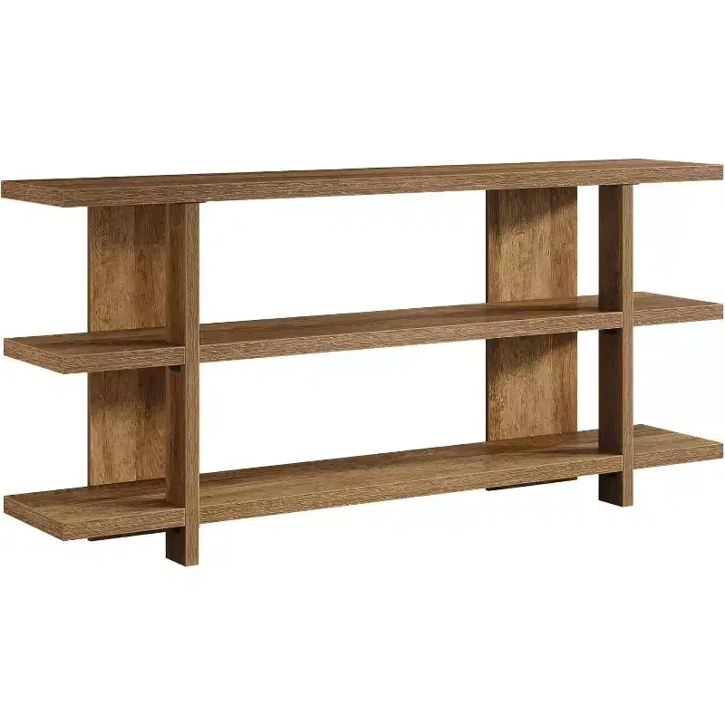 63-Inch Long Console Table, Wooden Entryway Table with 3-Tier Storage Shelf, Farmhouse Foyer Sofa Furniture for Living Room, Hallway