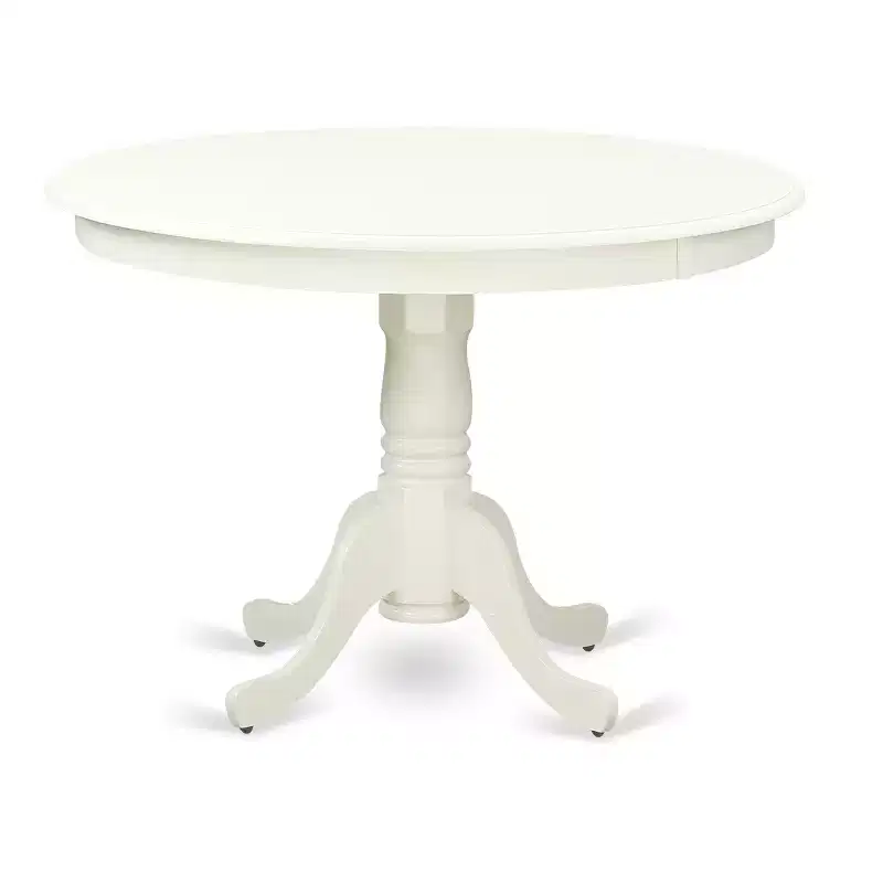HomeStock 5-Piece Round Linen White Finish Solid Wood Top Dining table with 4 Chairs