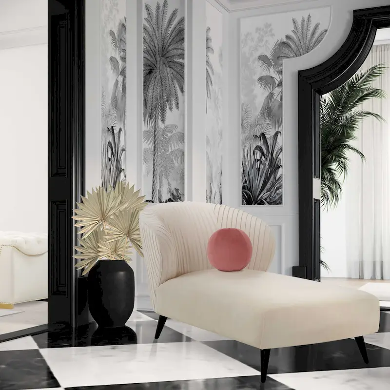 Maliah Pleated Velvet Upholstered Chaise