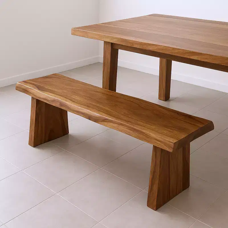 HomeRoots 68 Brown Solid Wood Live Edge Dining Bench