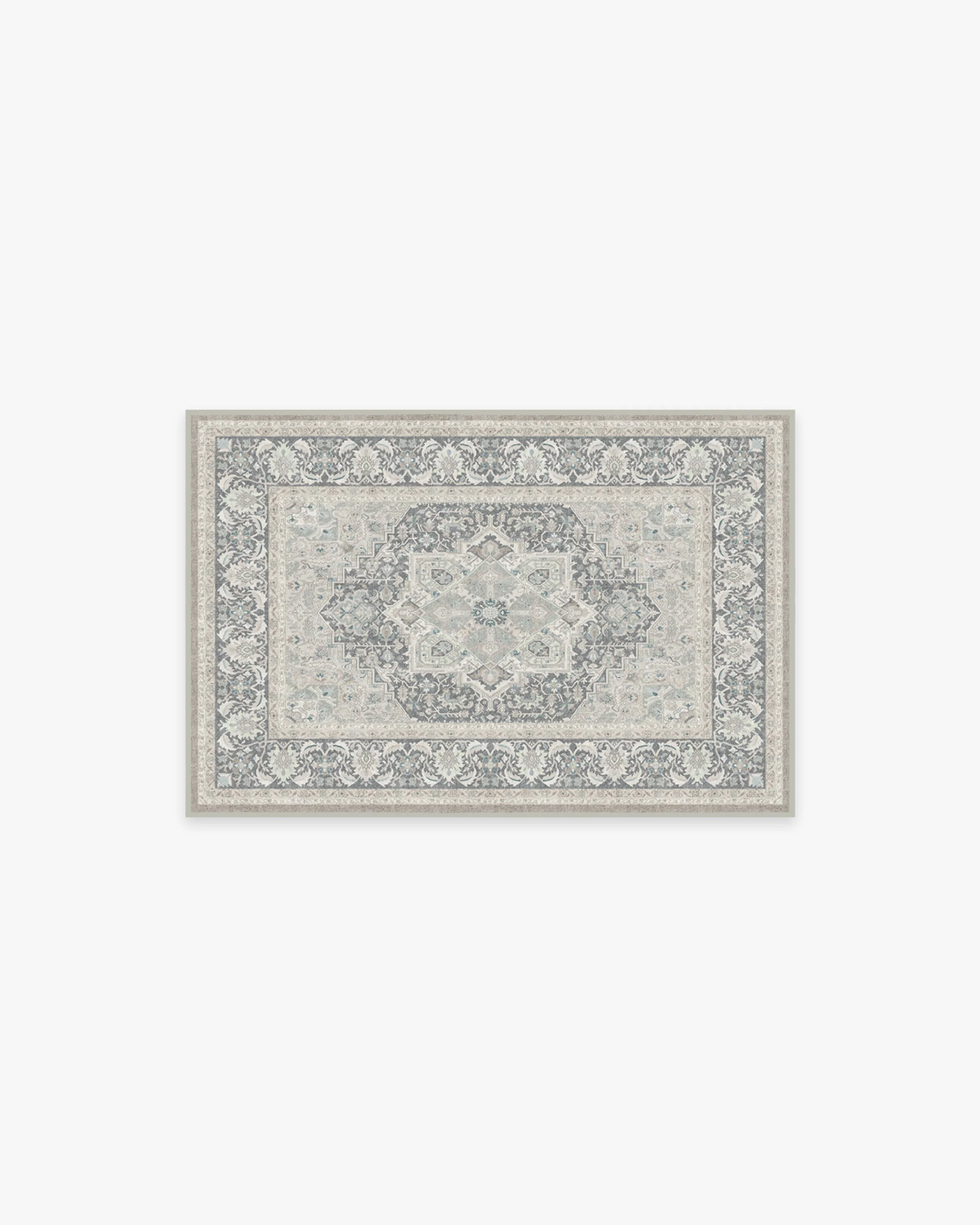 Classic Persian Flatwoven Rug with Neutral Oversized Medallion for Living Room & Study
