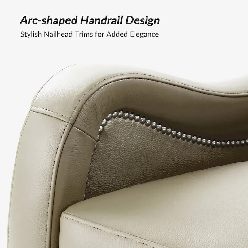 FrancoModern Genuine Leather Swivel Rocker Recliner with Nailhead Trims by HULALA HOME