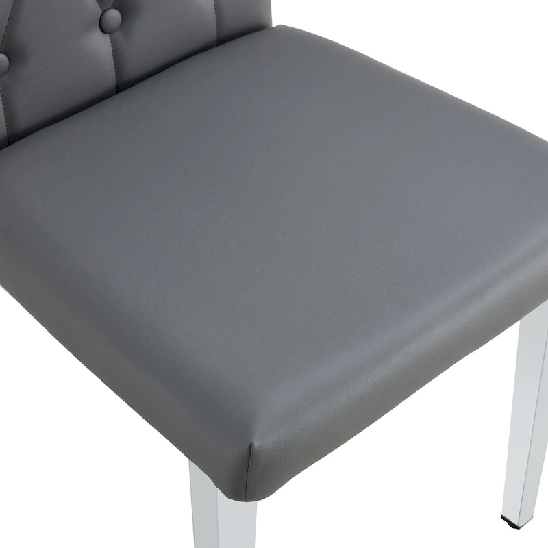 4 piece set of gray armless dining chairs brings a touch of elegance and mystery to the dining area with its deep gray tone