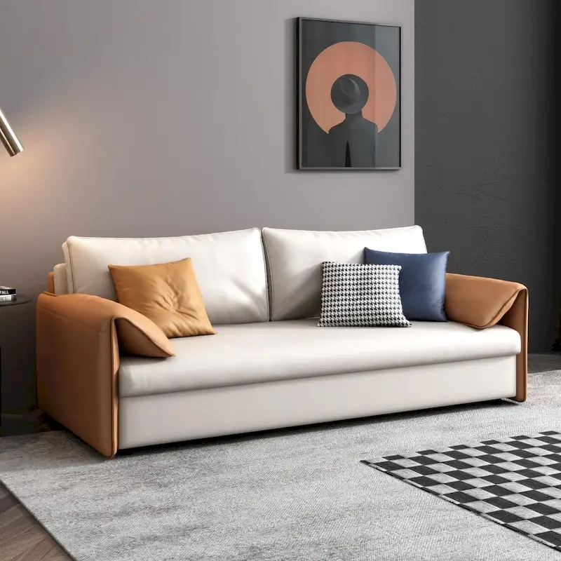 JASIWAY 65.4 Vegan Leather Sofa Bed Sleeper Sofa