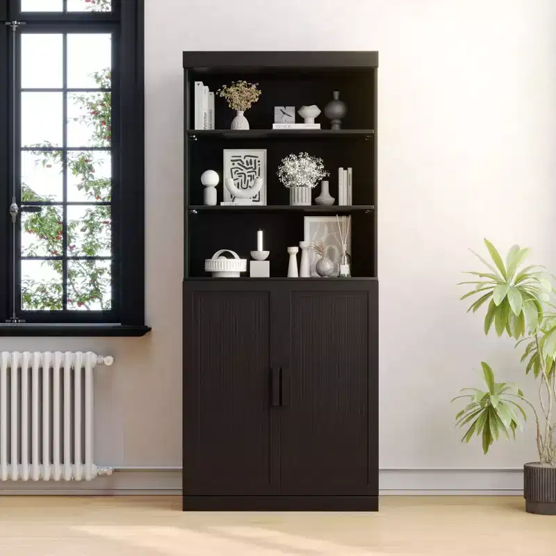 Large-capacity Glass Door Storage Cabinet, With A Stylish And Elegant Design Sense. It Is Both Practical And Beautiful