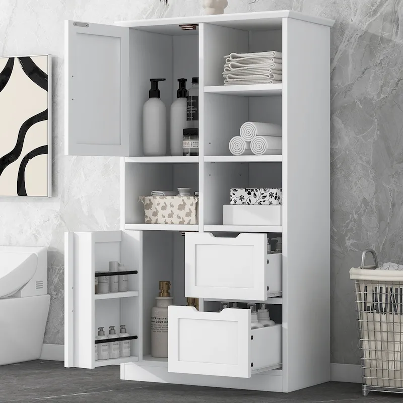 Bathroom Storage Cabinet with Doors and Drawers