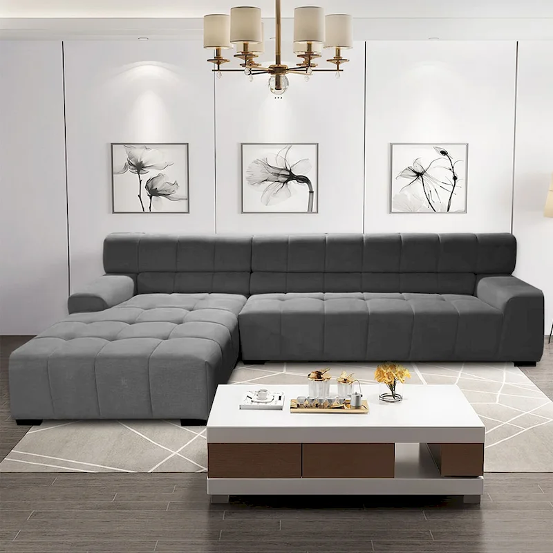 Williamspace Modern Glam LargeUpholstered Sectional Sofa L-shape With Chaise Living Room