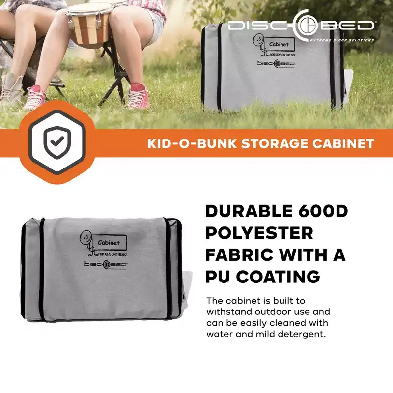 Kid-O-Bunk Folding Camping Cots with Storage Cabinet - Grey