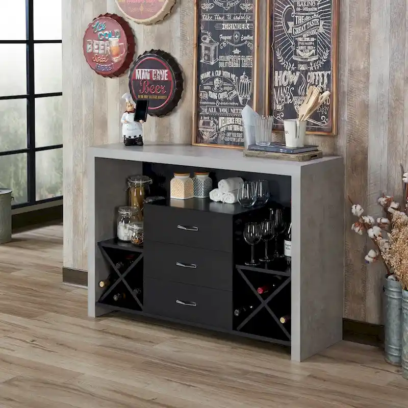 Furniture of America Mystal Industrial Concrete-like 3-drawer Buffet