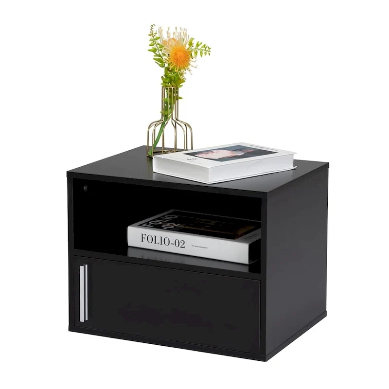 Wall-Mounted Wood Nightstand with Swing Door (Set of 2)