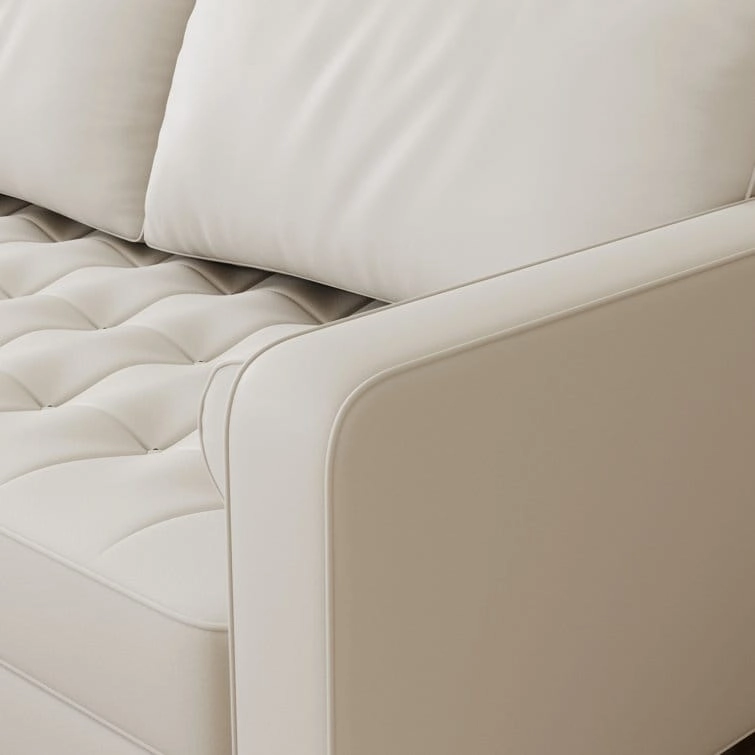 Stateside Upholstered Leather Square Arm Sofa Couch 70