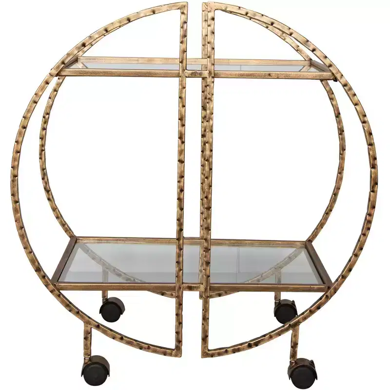 Uttermost Zelina 30 1/4 Wide Antique Gold 2-Shelf Bar Cart