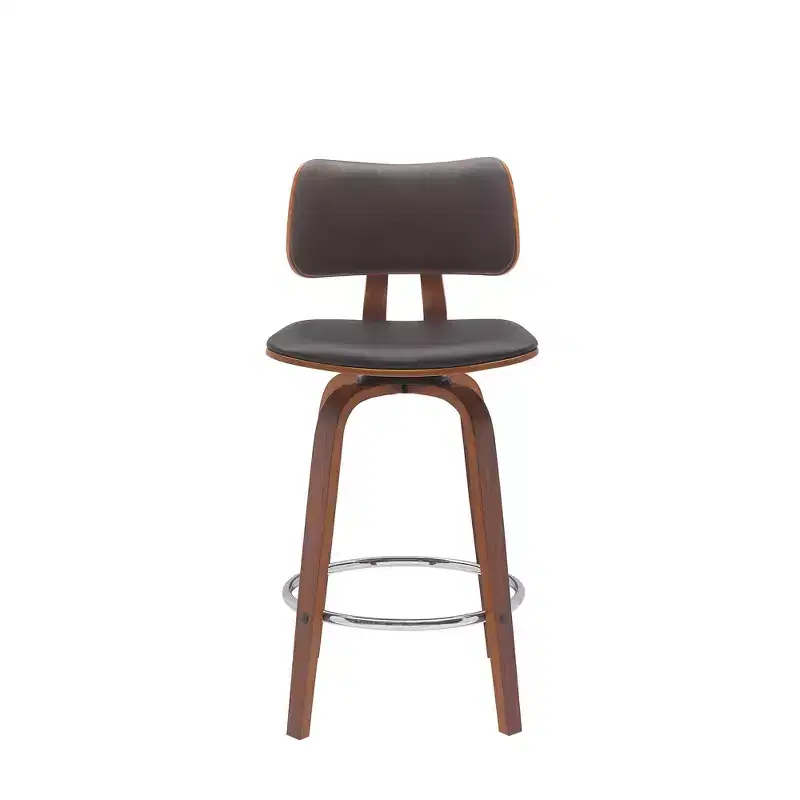 26-Inch Faux Leather Swivel Low Back Counter Height Bar Chair – Brown