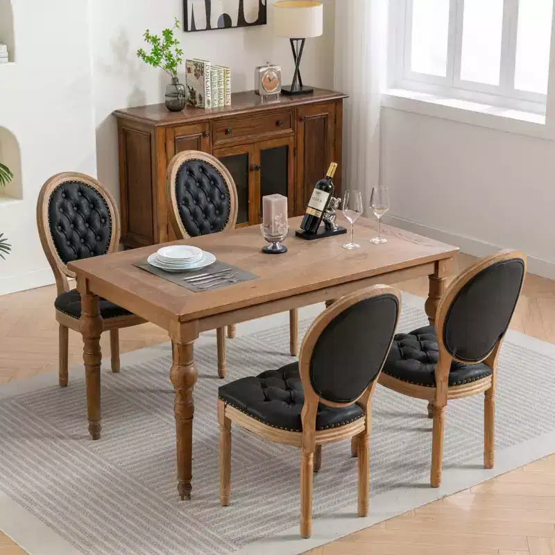 Modern Dining Chairs Set of 2, Mid Century Kitchen Dining Room Chairs with Backrest, Wood Frame and Legs, Rivet Decoration